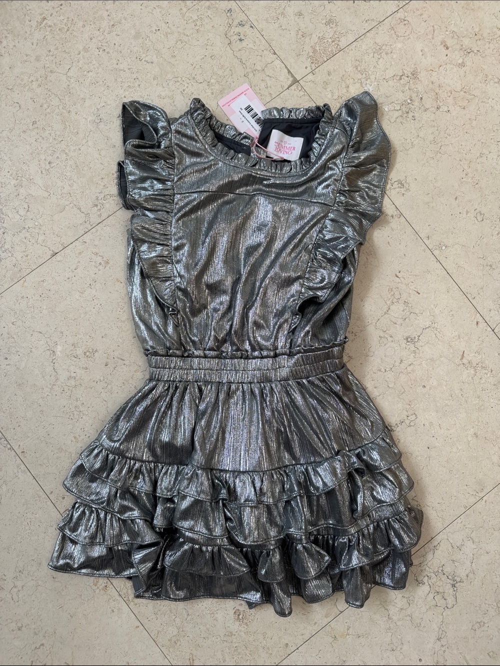 Children's Metallic Silver Ruffle Dress - Kids Costume